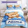 3PC Custom Name Teddy Bear Dreams Bedding Set Duvet Cover Closure Includes 1 Duvet Cover & 2 Pillowcases for Bedroom