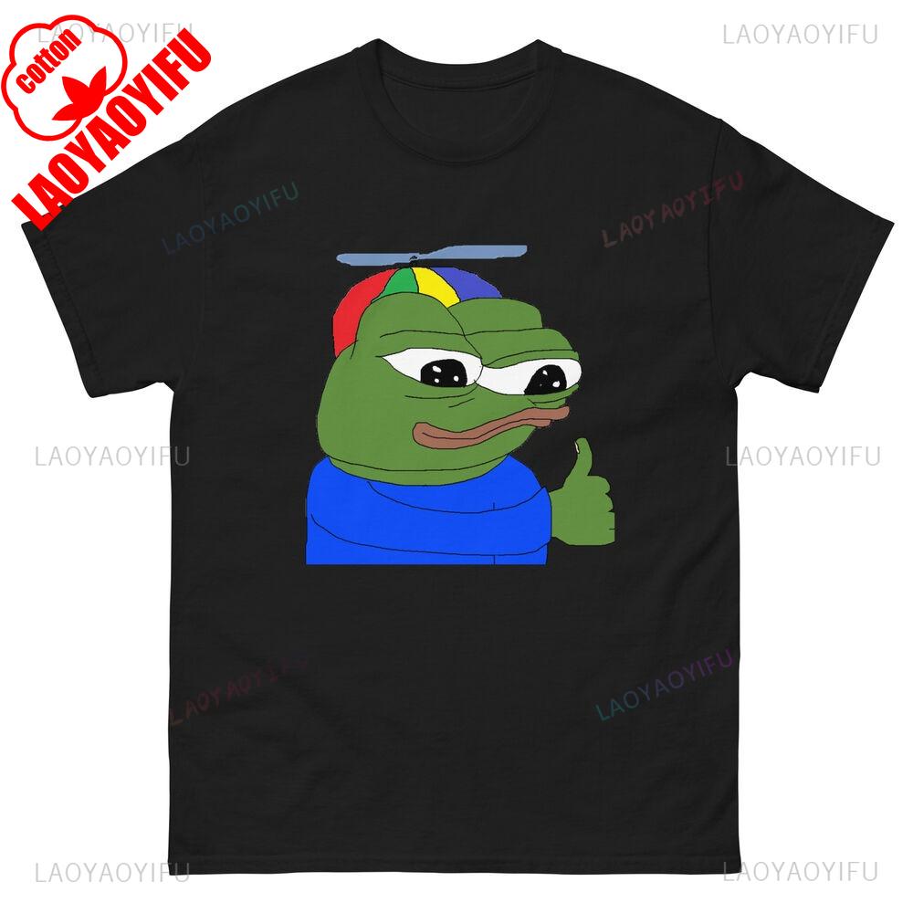 New Pepe The Frog Tops Tee Shirt Funny Pepe A Frog Wearing A Dragonfly Hat and Giving A Thumbs Up Printed T Shirt Tops Unisex