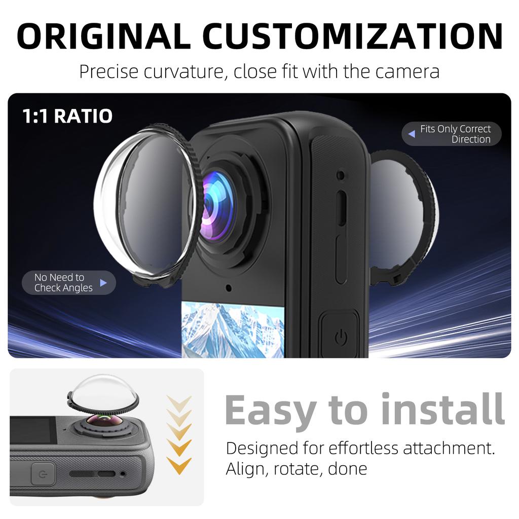 10H Tempered Glass Lens Protector for Insta360 X4 Air - Premium Optical Glass, Anti-Scratch HD Clear Anti-Fingerprint Cover