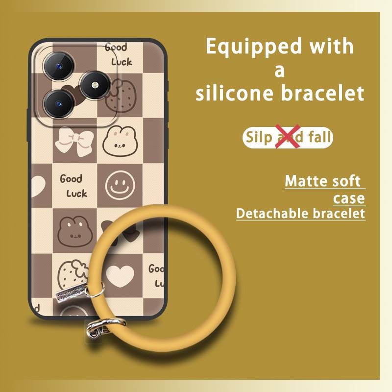 Solid Color Ring Phone Case For Realme C63 4G/C61 4G Cute Personality Heat Dissipation Youth Back Cover Funny Soft Case