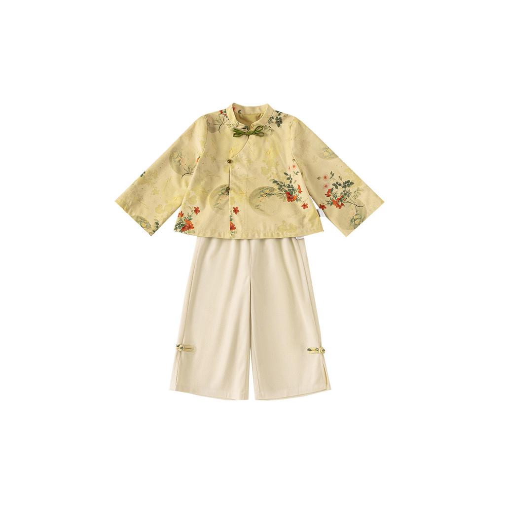 Girl Costume Twopiece Set With Floral Pattern For Children