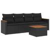 VidaXL Salon de Jardin avec Coussins 5 pcs, Canapés de Terrasse, Ensemble de Meubles de Patio, Mobilier d'Extérieur, Noir 3225775