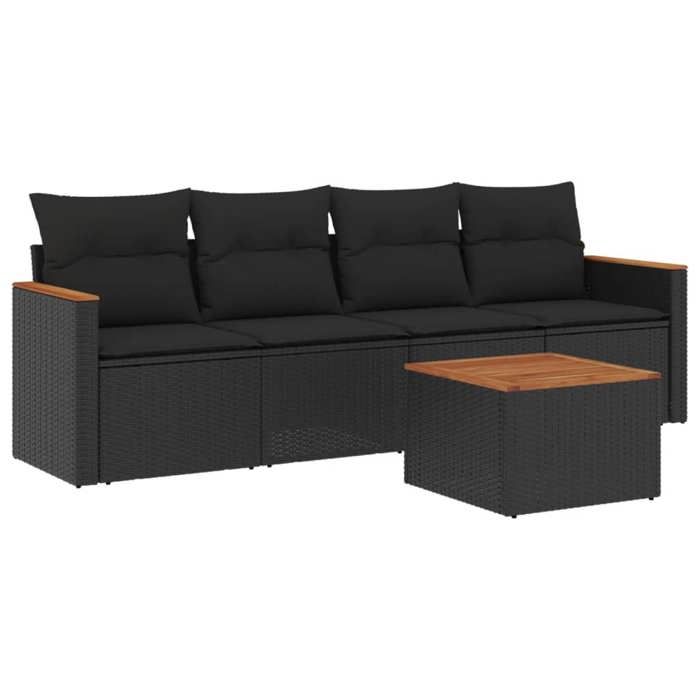 VidaXL Garden Lounge Set with Cushions 5 Pcs, Patio Sofas, Patio Furniture Set, Outdoor Furniture, Black 3225775