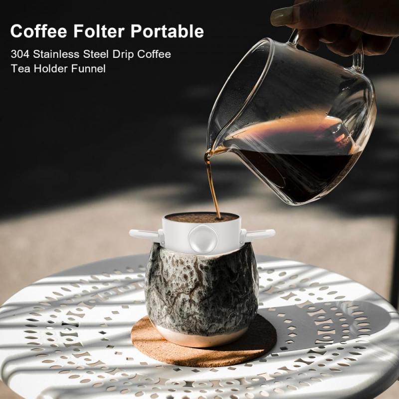 Portable Foldable Coffee Filter Stainless Steel Easy Clean Reusable Tea Holder Funnel Baskets Paperless Pour Over Holder Dripper