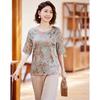 Pastel New Chinese Style Summer Two-Piece Set for Mid-Aged Women