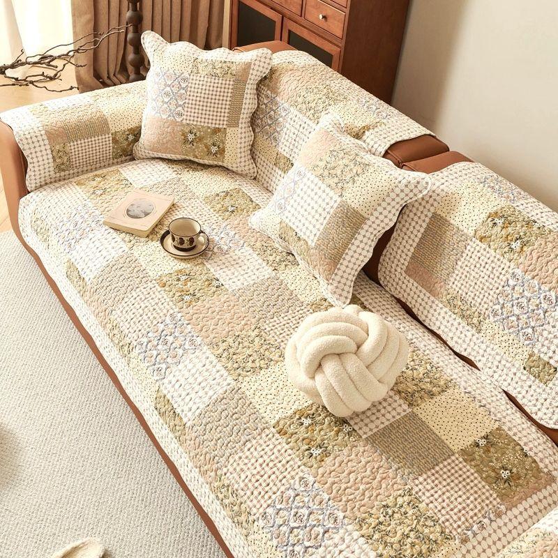 

American Retro Pure Cotton Sofa Cushion Leather Non Slip All Year Round General Fabrics Cushion All Cotton Cover Cover Towel Minimalist Scandinavian Kanze Garden R 70 * 70cm