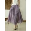 Official Tuxia New Double-layer Cotton and Linen Skirt Literary and Thin Fairy Skirt Solid Color Irregular A-shaped Skirt