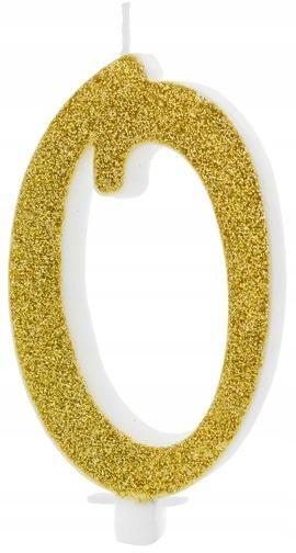 Birthday Candle Number 0, Gold, 10Cm, 1 Piece