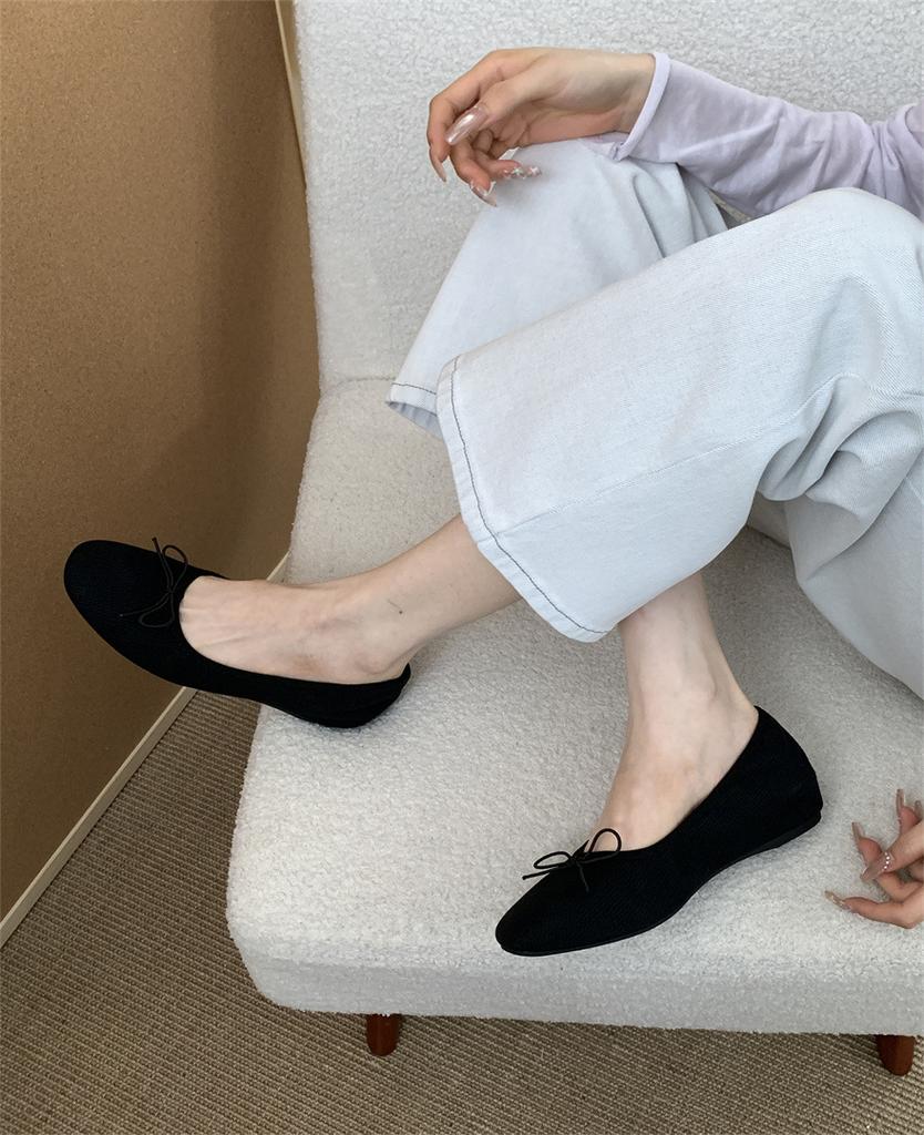 Flat-bottomed big-head temperament single shoes women's shoes 2025 spring and autumn one-pedal ballet outer wear soft-soled Doudou shoes