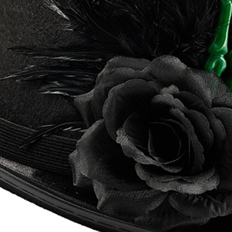 Gothic Tall Hat With Skeleton Hand Flower Decoration Gothic Theme Head Accessory Top Hat For Halloween Masquerades Event
