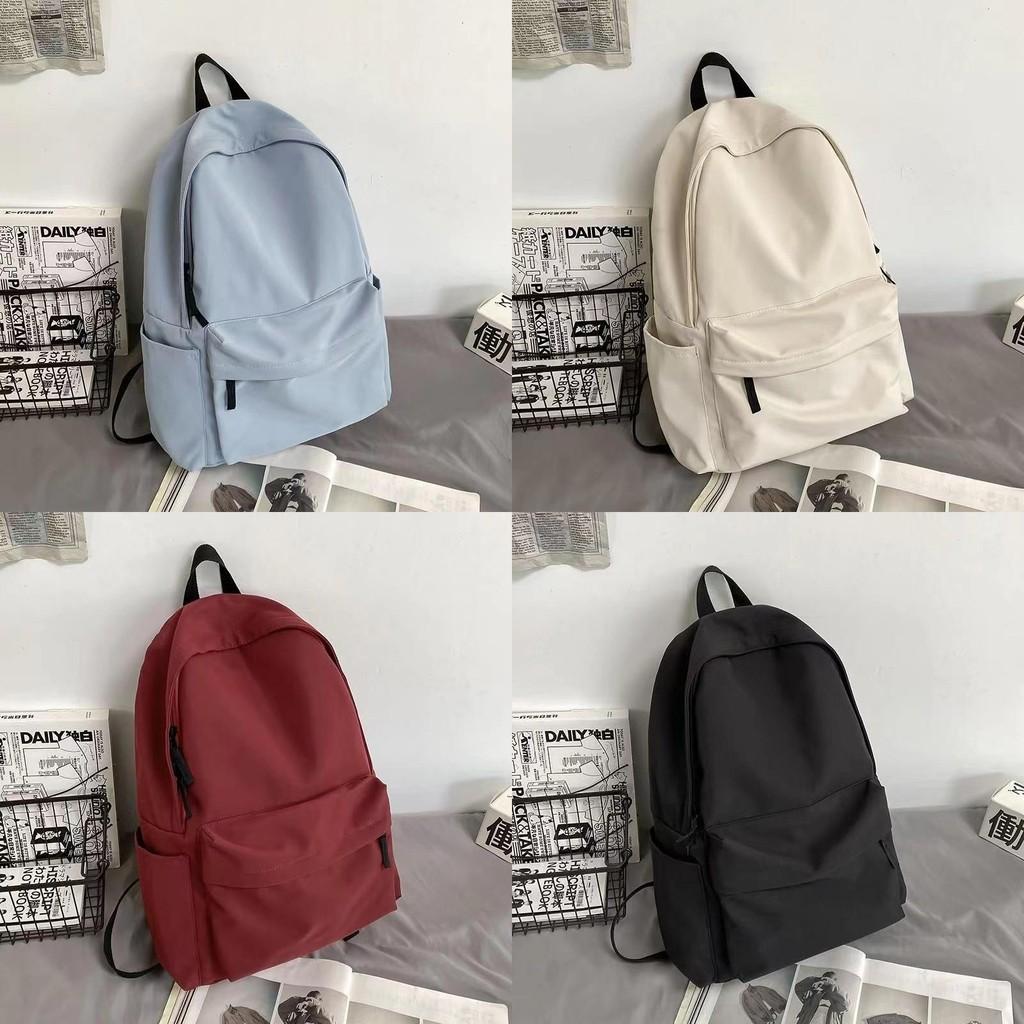 Unisex Color Solid Nylon School Backpack With Durable Laptop Gift Schoolbag