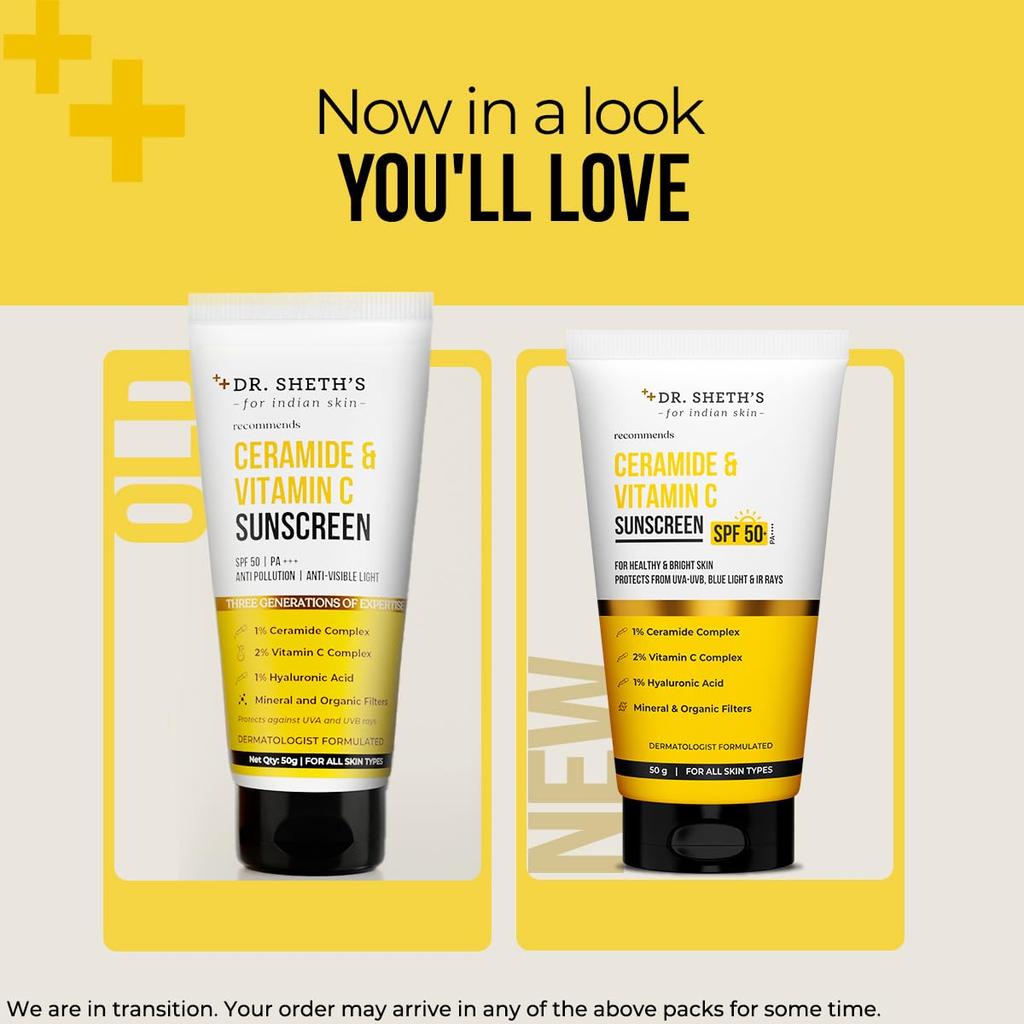 Dr. Sheth's Kesar & Kojic Acid Sunscreen SPF 50 Pa++++ 50 g Pack For Daily Moisturization