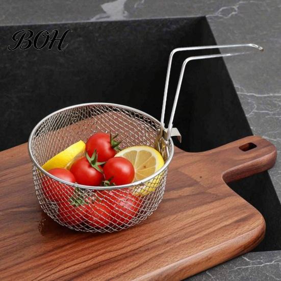 Multi Use Kitchen Frying Basket Stainless Steel Basket, with Handle, Heat Resistant Mesh Strainer, Durable Portable Deep Fryer Tool, for Chips