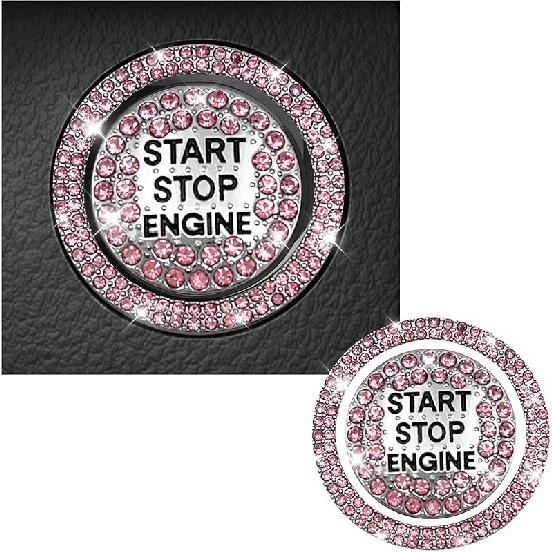 Autocolant strălucitor pentru buton de pornire auto, pietre strălucitoare, capac decorativ pentru buton, capac anti-zgârieturi pentru cheie de pornire și; Inel strălucitor pentru buton,