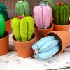 Decorative Artificial Plant for Office Handmade Cactus Ornaments, Soft Fabric Potted Desk Small Succulents Decor Decor, No Watering Mini Desktop
