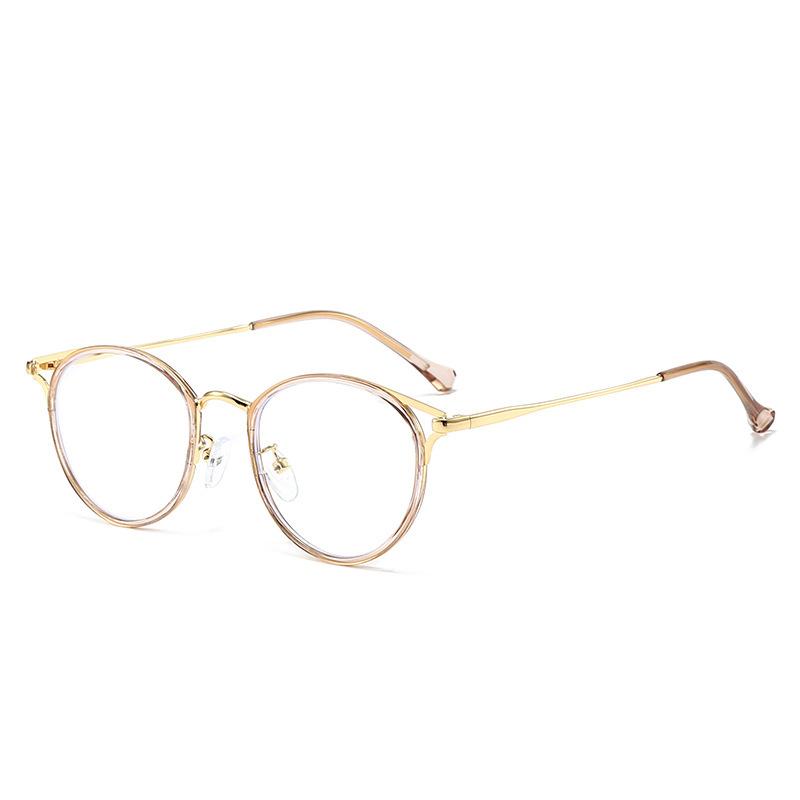 Anti Blue Light Nearsighted Glasses for Women Men Vintage Metal Frame Myopia Prescription Eyeglasses