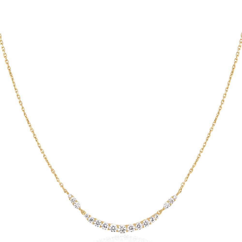 Arc Pave 925 Silver Necklace N056-02G