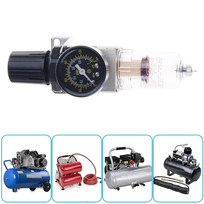 1/4 Zoll Luftkompressor Wasserabscheider & Druckregler mit Manometern Manuelle Ablassventile & Montagehalterungen Upgrades