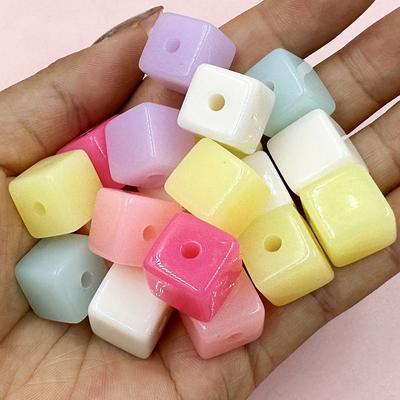 Square DIY Jewely Accessories Jelly Color Acrylic Fashion 20Pcs Loose Beads Making Material for Bracelets Earrings About 13mm Creative