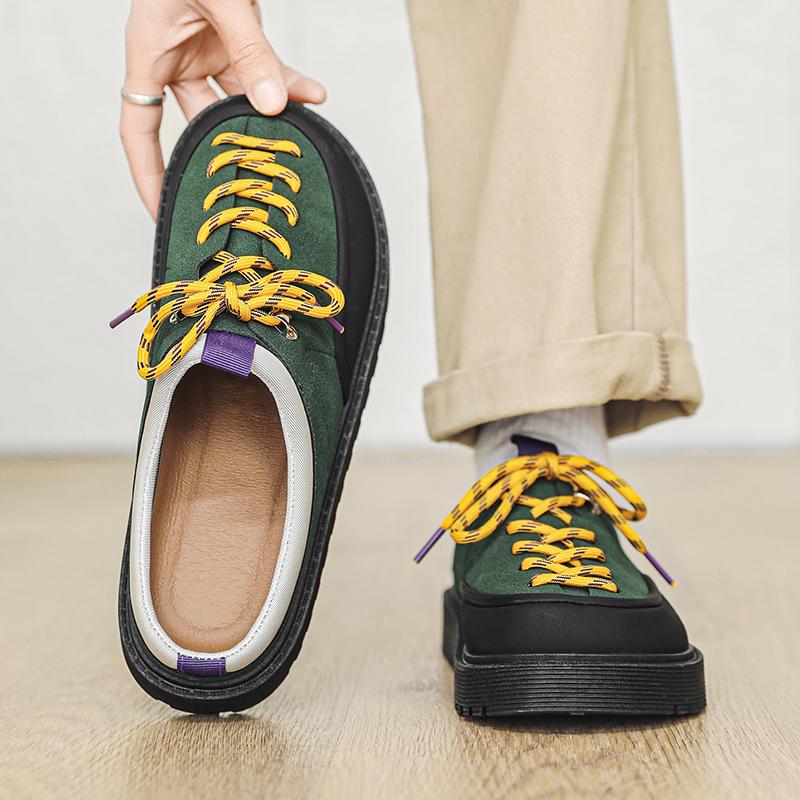 Platform Open Back Casual Shoes Half Shoes for Men Mules Summer Closed-toe Loafers Slippers Backless Slides Sandal Slip On Flats