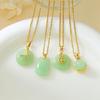 Hetian Jade Wushi Pai Pendant Necklace, Women's National Trend, Palace Style, Imitation Jade, Titanium Steel Clavicle Chain Jewelry.