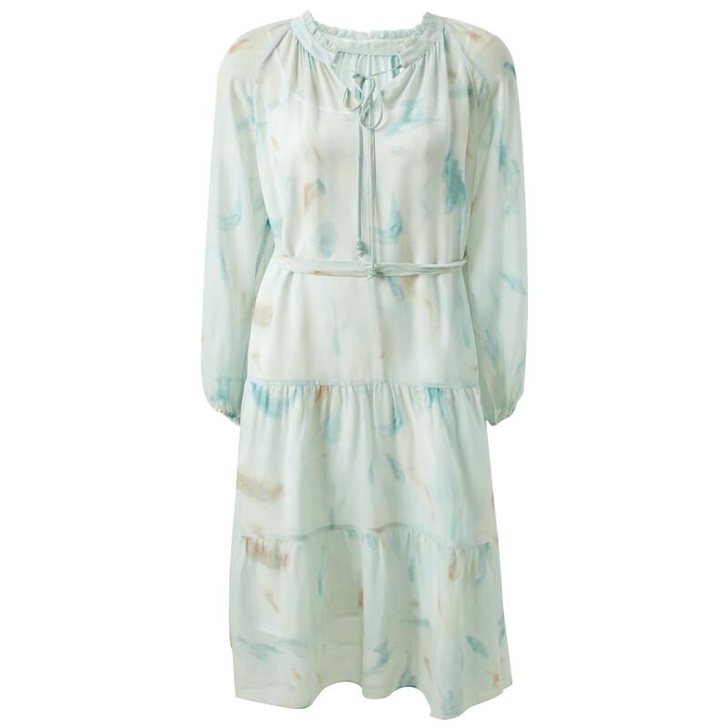 Sancai 2025 Spring Silk V-Neck Two-Piece Flowy Long Dress