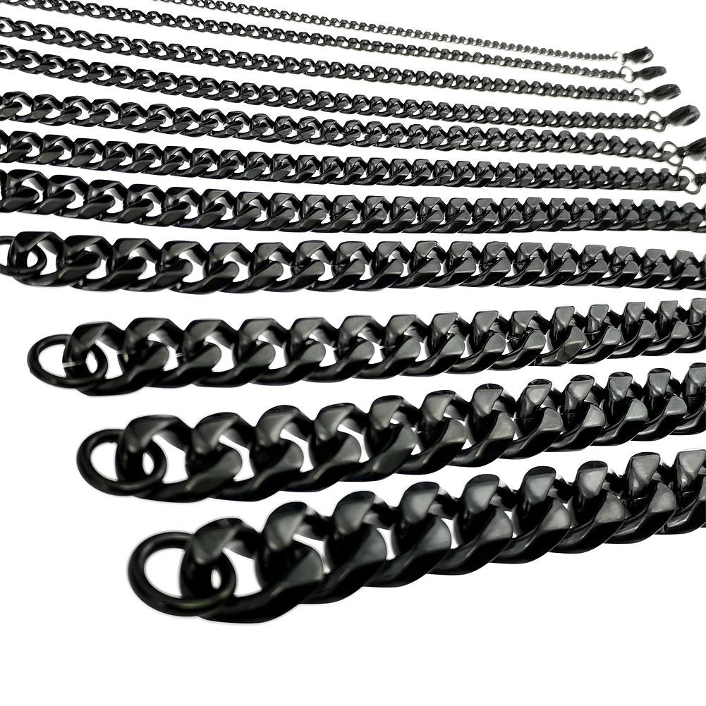 Bracciale a Maglia Cubana in Acciaio Inossidabile di Colore Nero per Uomo Donna Regalo Gioielli