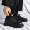 Fashion Casual men's leather shoes Luxury design minimalist style Business and Work Trendy young outdoor shoes Black thick soled