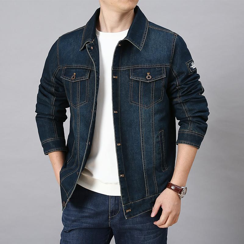 Men's Vintage Denim Jacket Winter Denim Jacket Lined Thickened Windproof Jacket