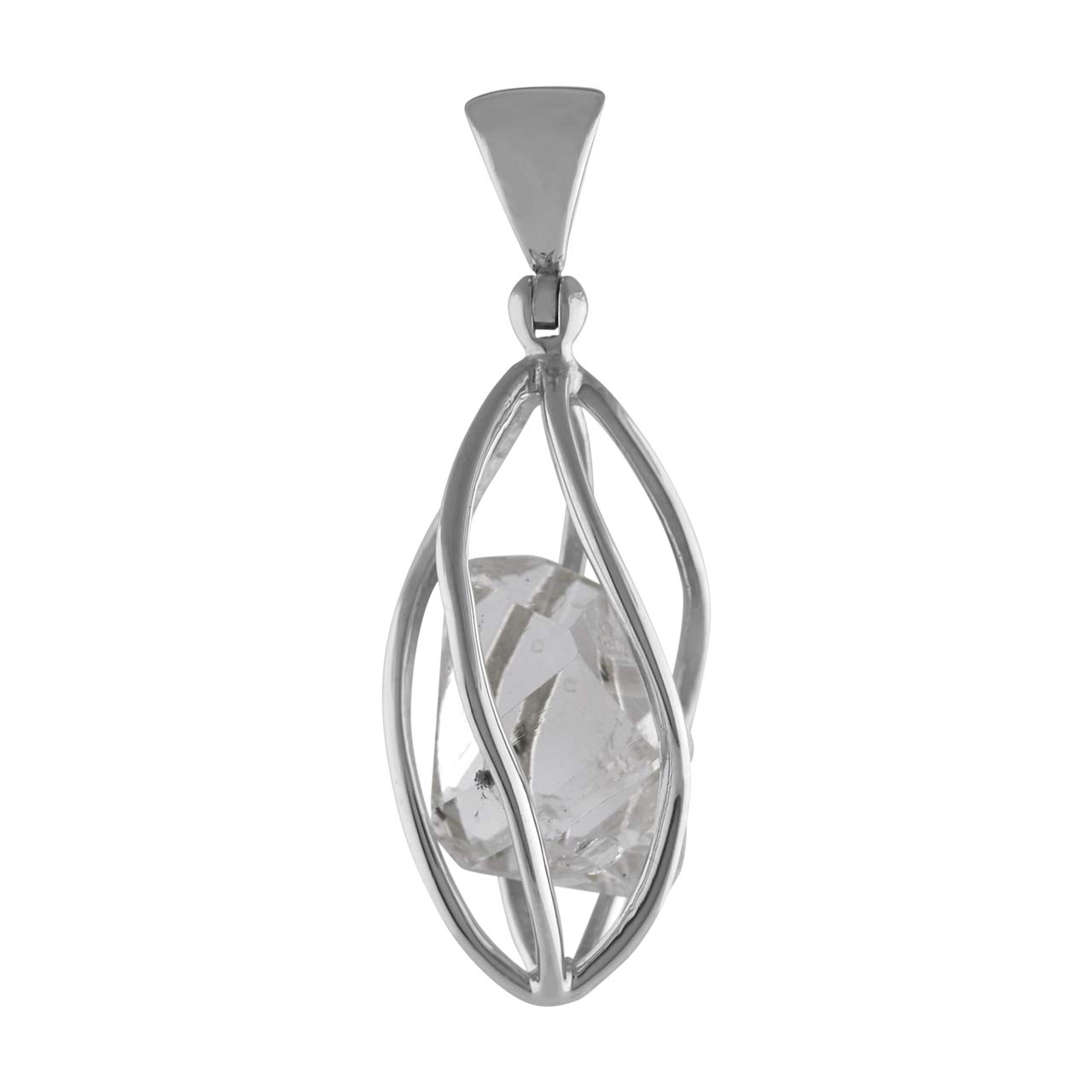 

Natural Herkimer crystal pendant in a spiral basket silver L size [Starborn] / 10-15 ct/Sterling (silver 925) /