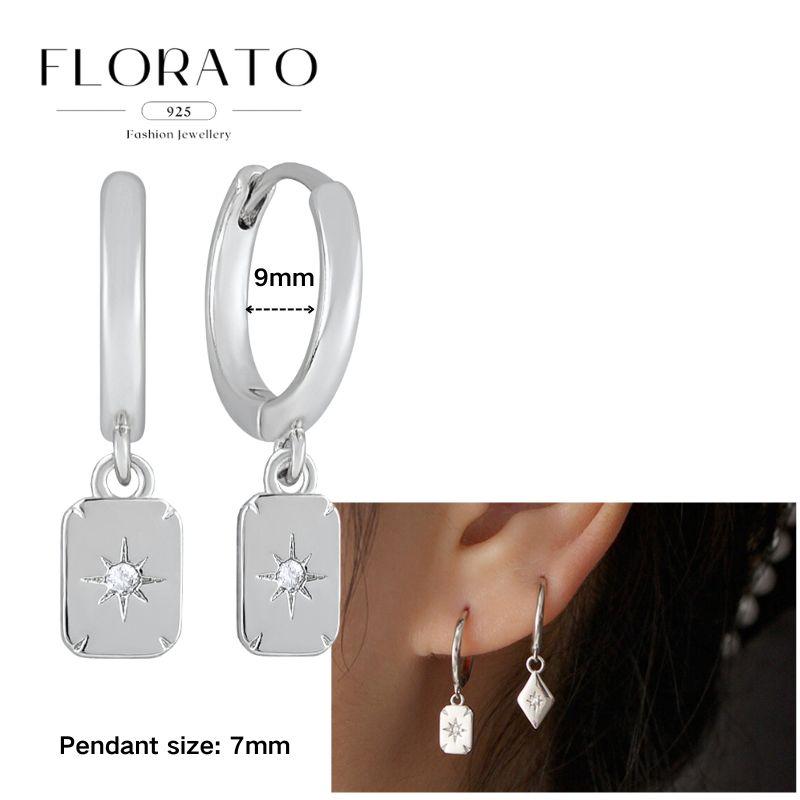 Evil Eye 925 Silver Ear Needle Exquisite Shell Zircon Retro Geometric Pendant Earrings for Women Fashion Party Jewelry
