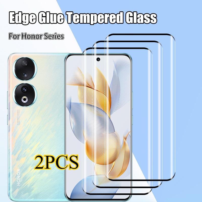 2PCS Tempered Glass For Honor 400 200 100X9b X9a Magic 6 5 Pro 90Pro 5G Edge Glue Curved Full Cover Screen Protector For Honor X50 X40 GT Pro Glass
