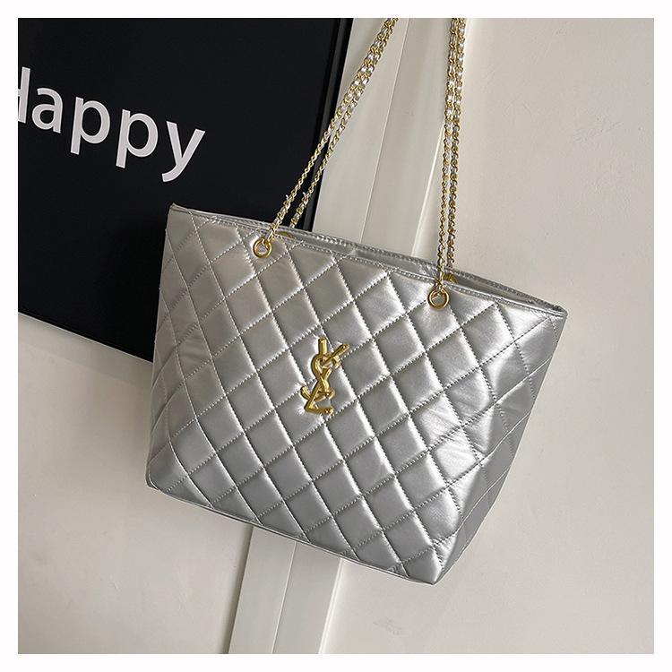 Diamond Lattice Women's Autumn Bag - Korean Style Large Capacity Chain Shoulder Bag for Work Commute