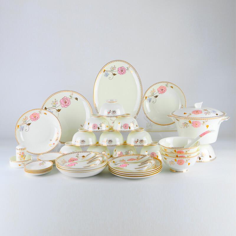 Shengshi Tangyun Original Heart Rose Bone China Dinnerware Set
