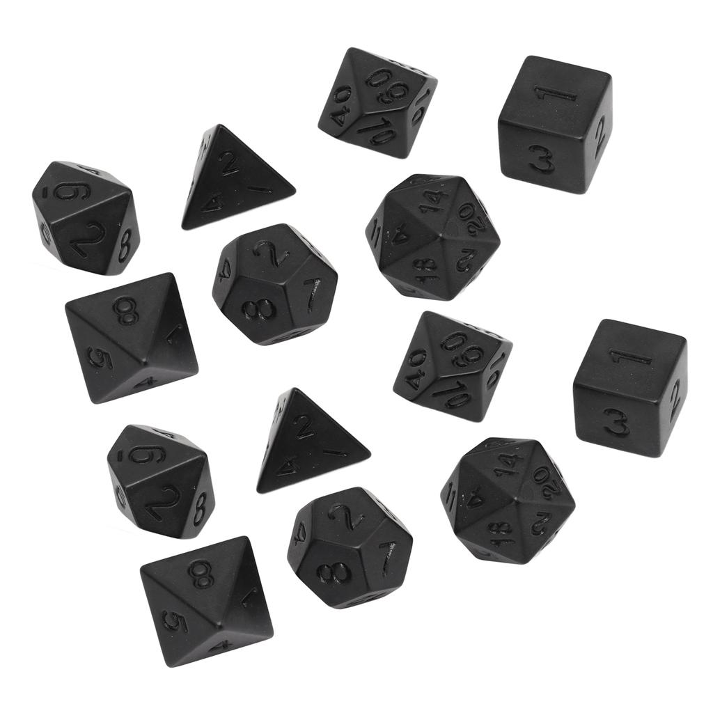 14 STÜCKE Polyedrische Würfel Schwarzes Plastik Antioxidationsmittel Würfelset für Puzzlespiel Brettspiel