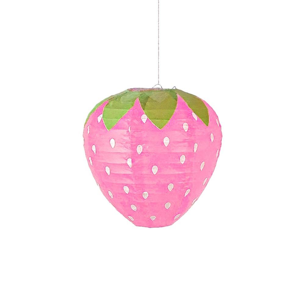 Handheld Paper Lantern 3D Pink Hanging Lantern Ball Strawberry Lantern  DIY Kindergarten