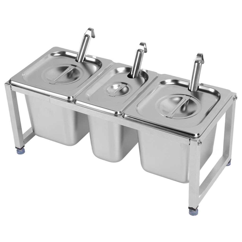 Stainless Steel Telescopic Jam Pot with Holder Condiment Dispenser Rack Milk Tea Shop Jam Basin Stand No.27 2pcs 2.2L