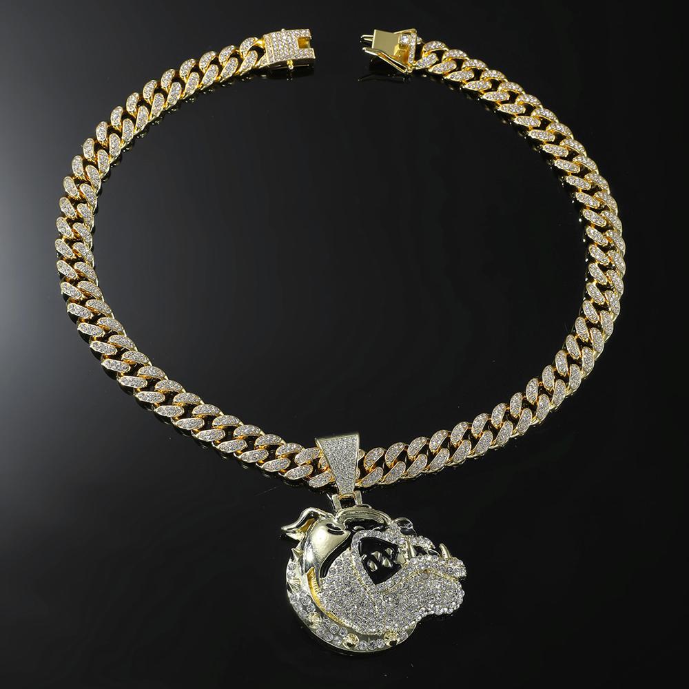 

Модний чоловічий хіп-хоп кулон у вигляді собаки з кубинським ланцюжком 13 мм, хіп-хоп підвіски з тваринами, намисто, модна панк-прикраса, подарунки