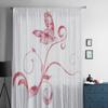 Red Pink Butterfly Curves Watercolor Chiffon Sheer Curtains for Living Room Bedroom Window Curtain Voiles Tulle Cortinas