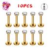 10PCS F136 Ttianium Piercing Labret Lip Stud Ring CZ 16G Internal Thread Stud Earring Ear Tragus Cartilage Helix Daith Jewelry