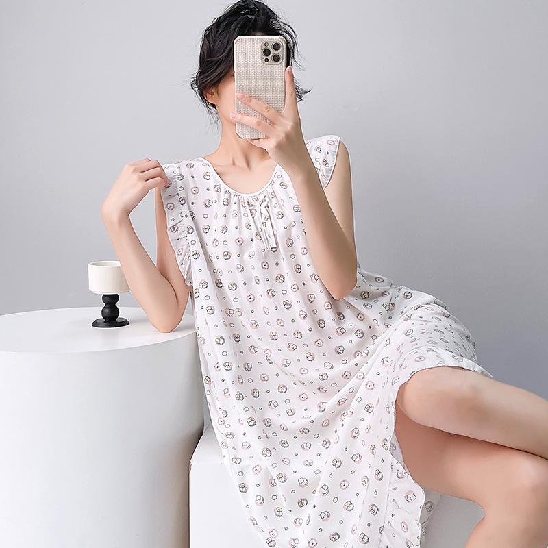 Women's Cotton Silk Camisole Pajama Dress - Summer, Loose Fit, Cute Japanese Style, Sexy and Thin, Perfect for Students