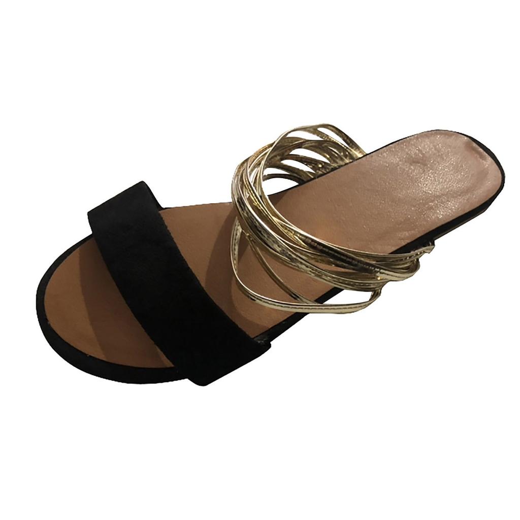 Damen Sandalen mit geschlossener Spitze und Schnürung, bequeme Slipper mit Ledereinsatz, flache Damensandalen