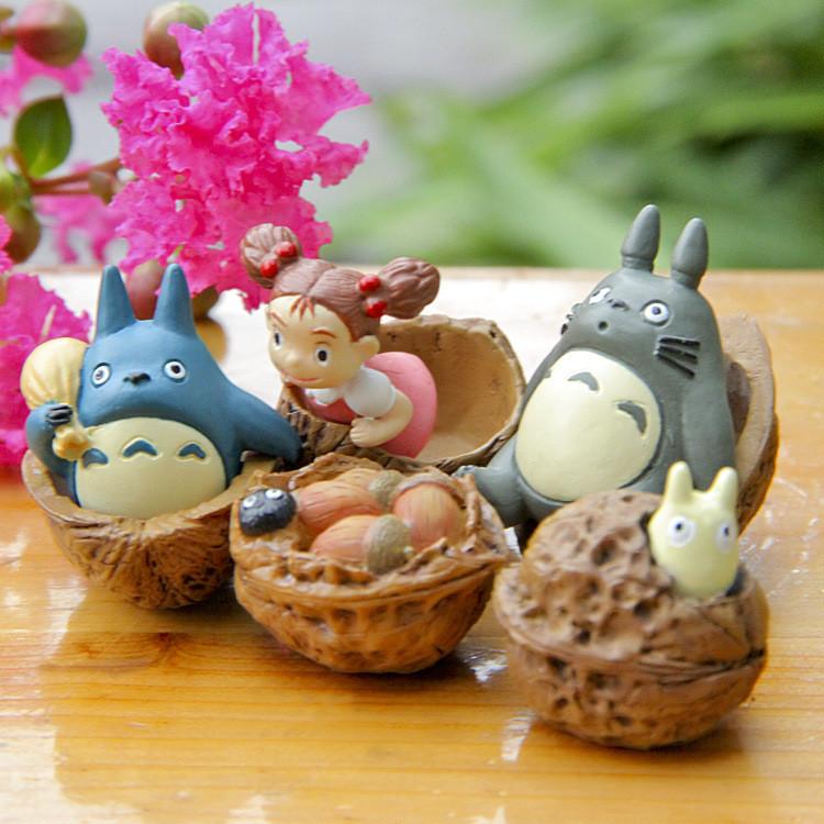 Totoro Cartoon Cute Cat Coal Ball Walnut Mini Model Ornament For Prop Landscape