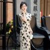 High-end new Chinese silk cheongsam summer women's 1011 new improved ink painting national style mulberry silk dress young