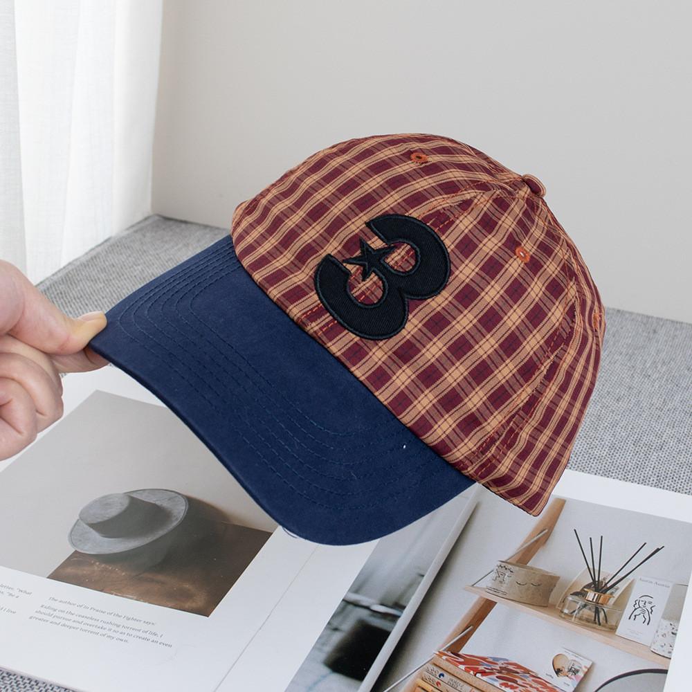 Korean Ig Style Plaid Embroidered Baseball Cap With Adjustable Fit For Casual Wear