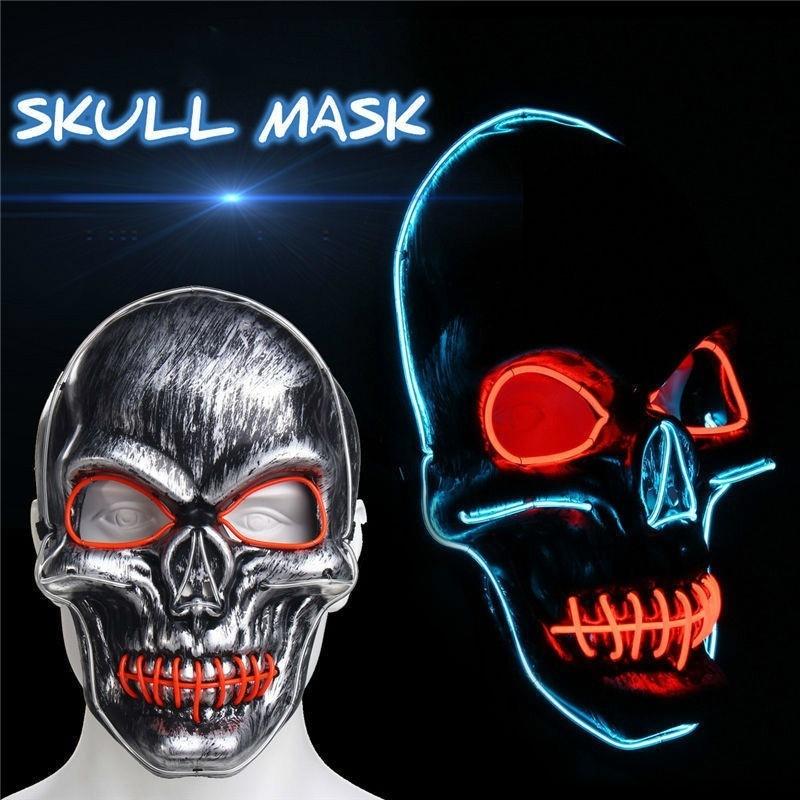 Neueste Halloween LED Masken Party Tanzen LED Blinkendes Neonlicht Leuchtende EL Draht Leuchtende Geister Schädel Maske
