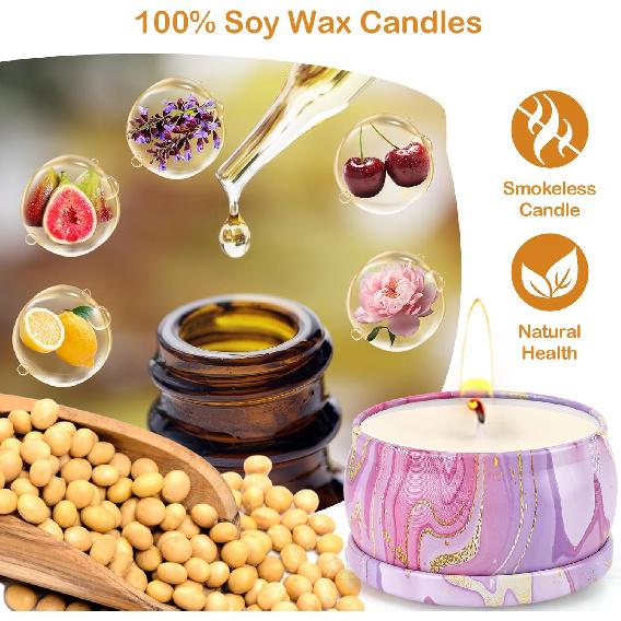 Candles Gifts for Women, 6 Pack Scented Candles for for Home Scented, Natural Soy Wax Aromatherapy Candle Gift Set for Christmas, Friends Birthday,
