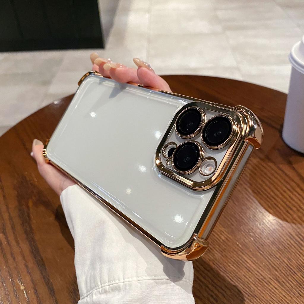 16e Electroplated Four-corner Anti-drop, Suitable for IPhone15 Phone Case, Apple 16PROMAX Gyroscope Magnetic Attraction Stand Cover