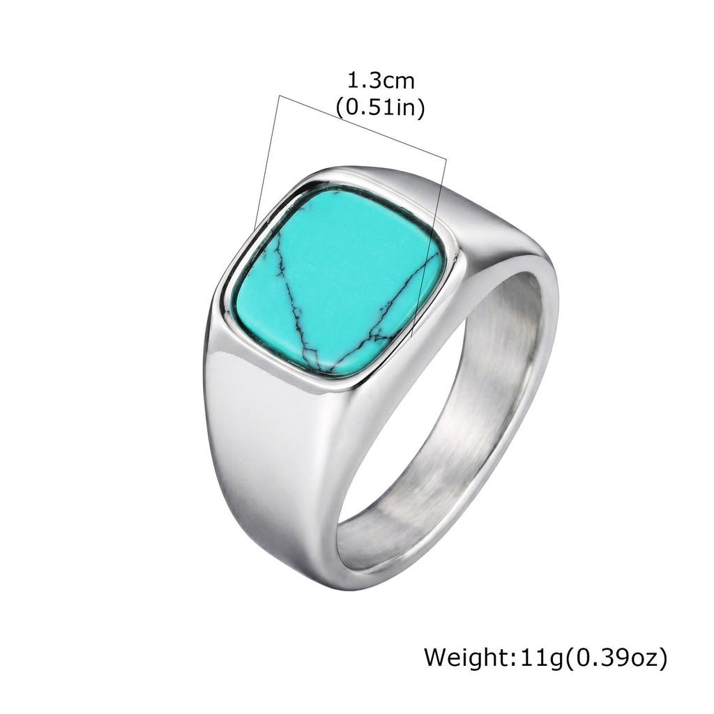 Quadratischer Edelstahlring mit Tigerauge und metallischem Glanz - Trendiges Zeigefinger-Accessoire RC-620