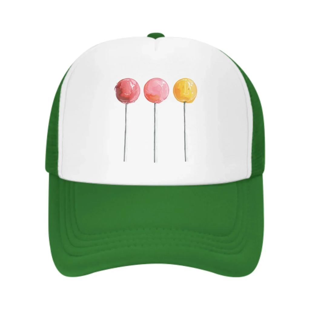 Drei Lolli Baseballkappen Mode Truckerhut Unisex Netzmützen für Damen Unisex Outdoor Freizeit Reisen Neutraler Sonnenschutz